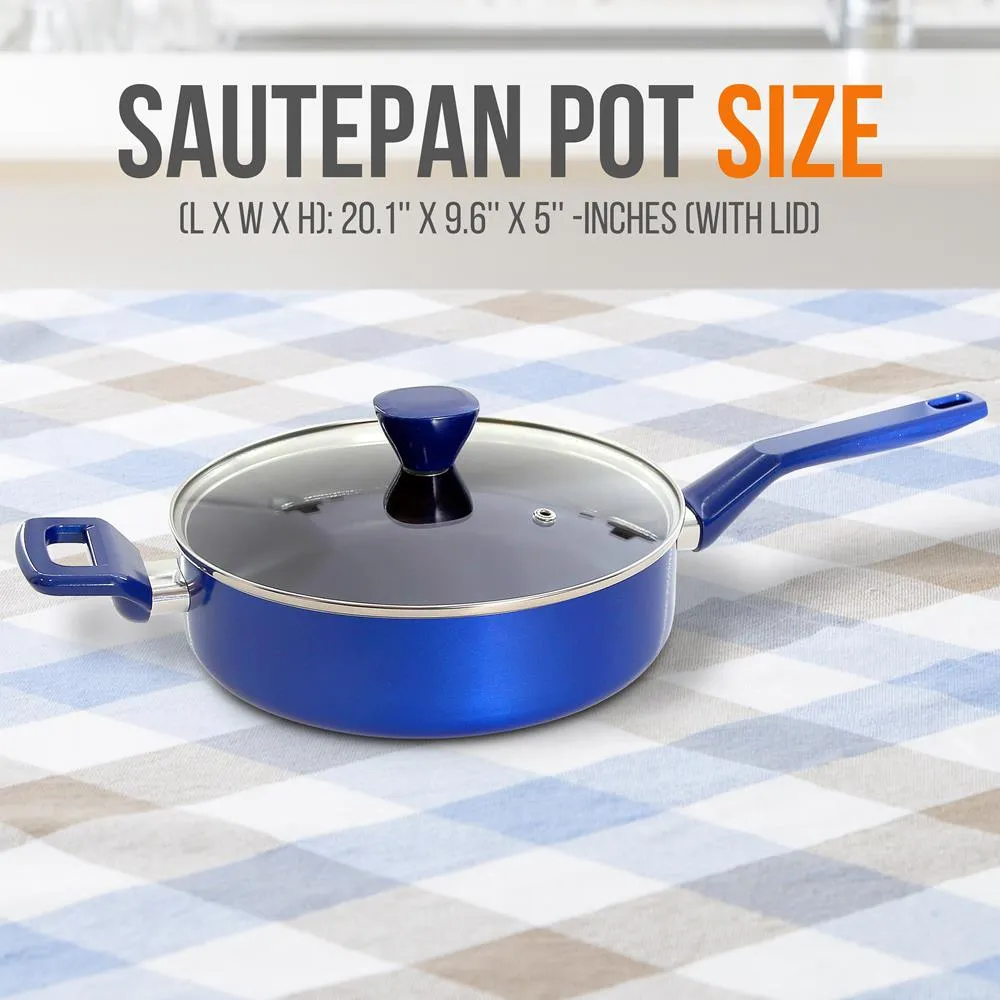 Nutrichef Sauteuse 3 Qt antiadhésive avec couvercle