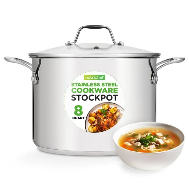 Nutrichef NCSP8 faitout inox 8 L couvercle verre