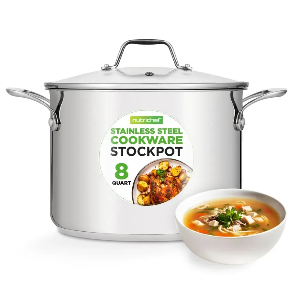 Nutrichef NCSP8 faitout inox 8 L couvercle verre
