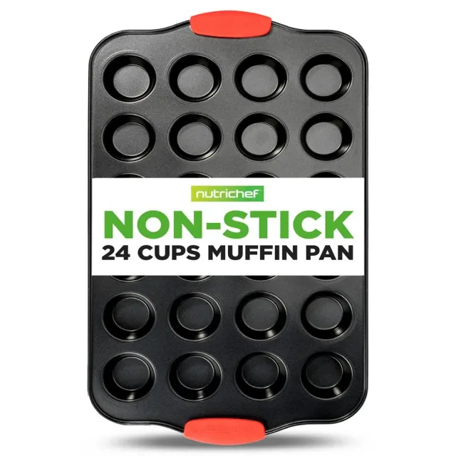 Nutrichef moule 24 muffins gris poignées silicone 43 cm