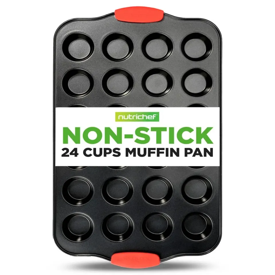 Nutrichef moule 24 muffins gris poignées silicone 43 cm