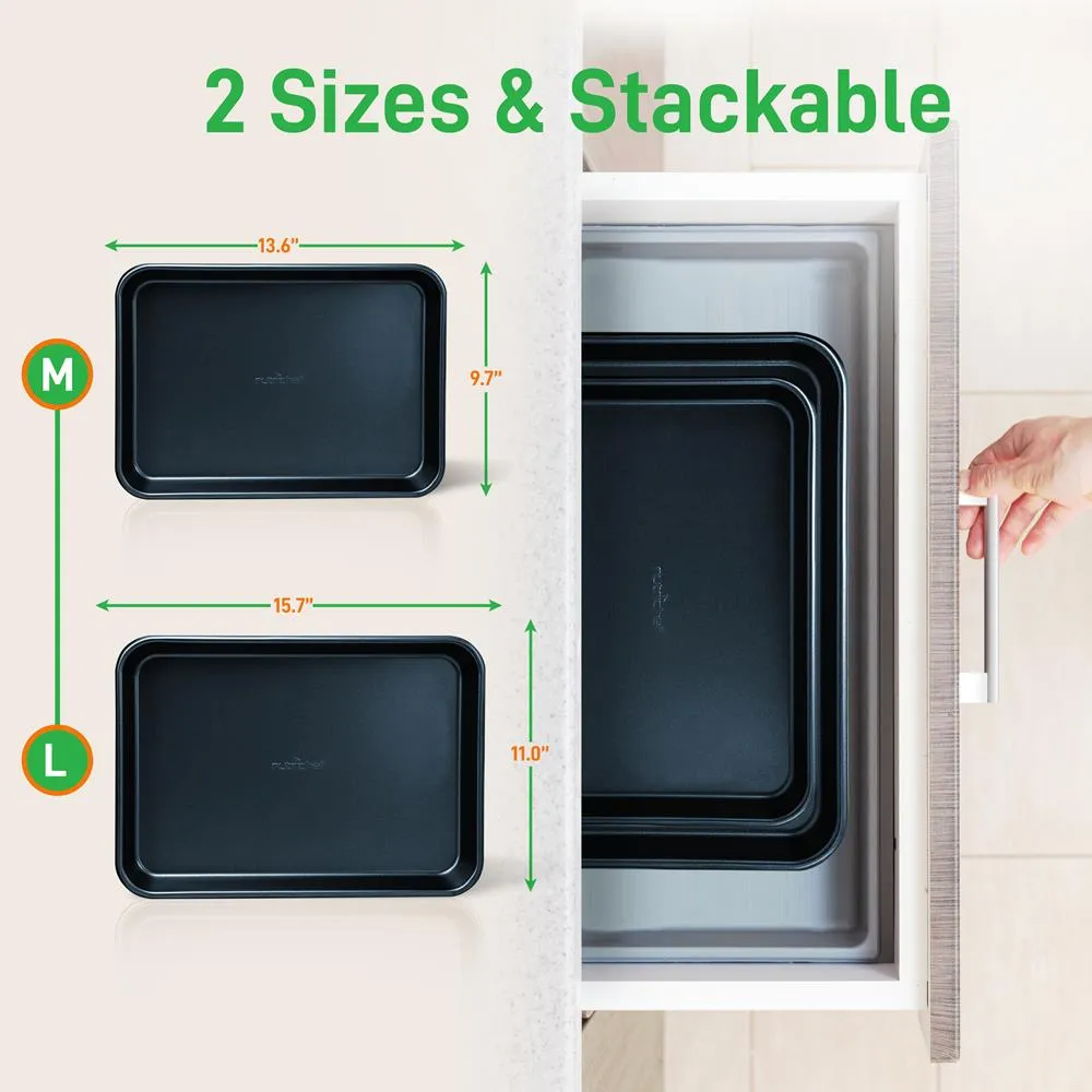 Nutrichef lot 2 plats de cuisson antiadhésifs bleus acier