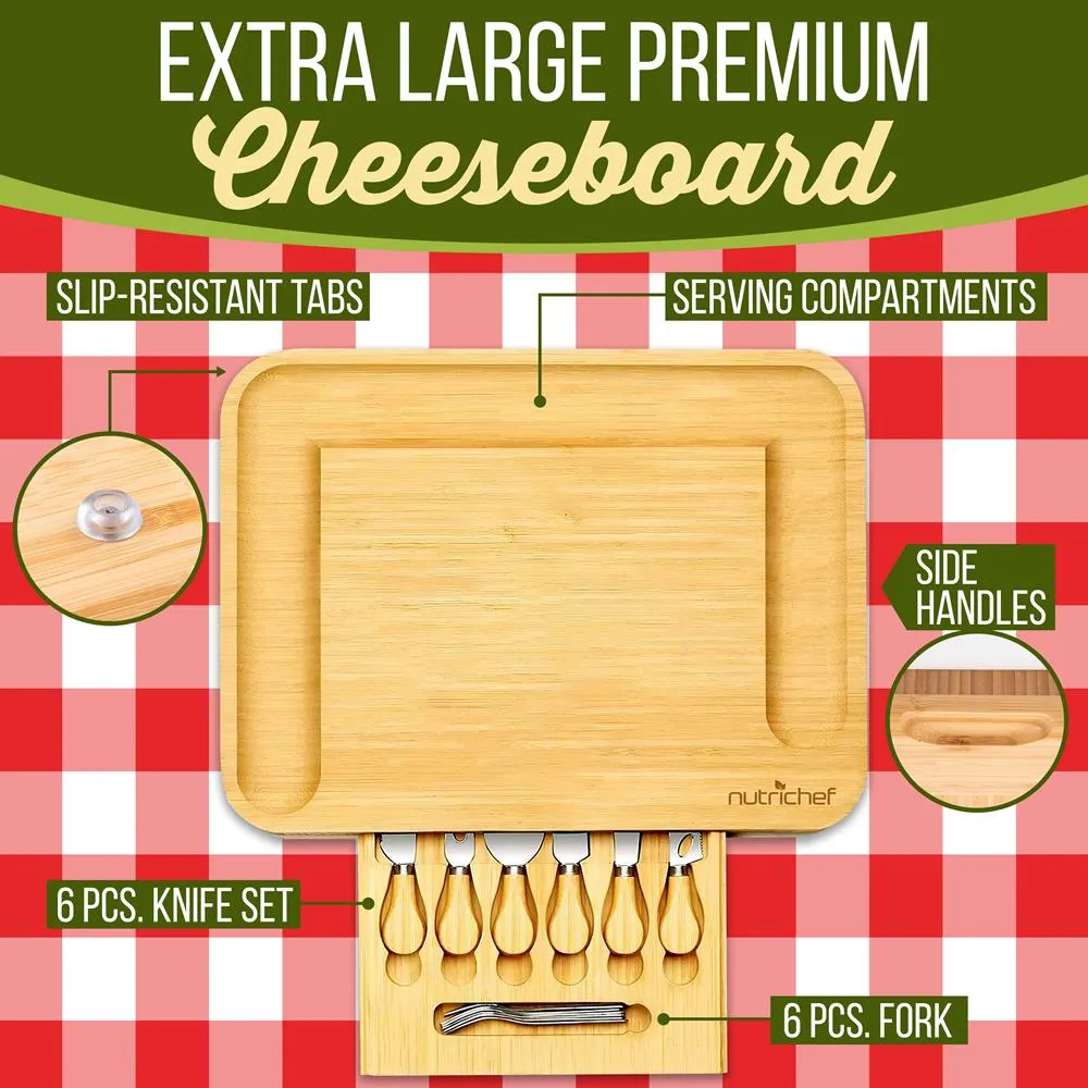 Nutrichef planche apéro bambou XL 6 couteaux