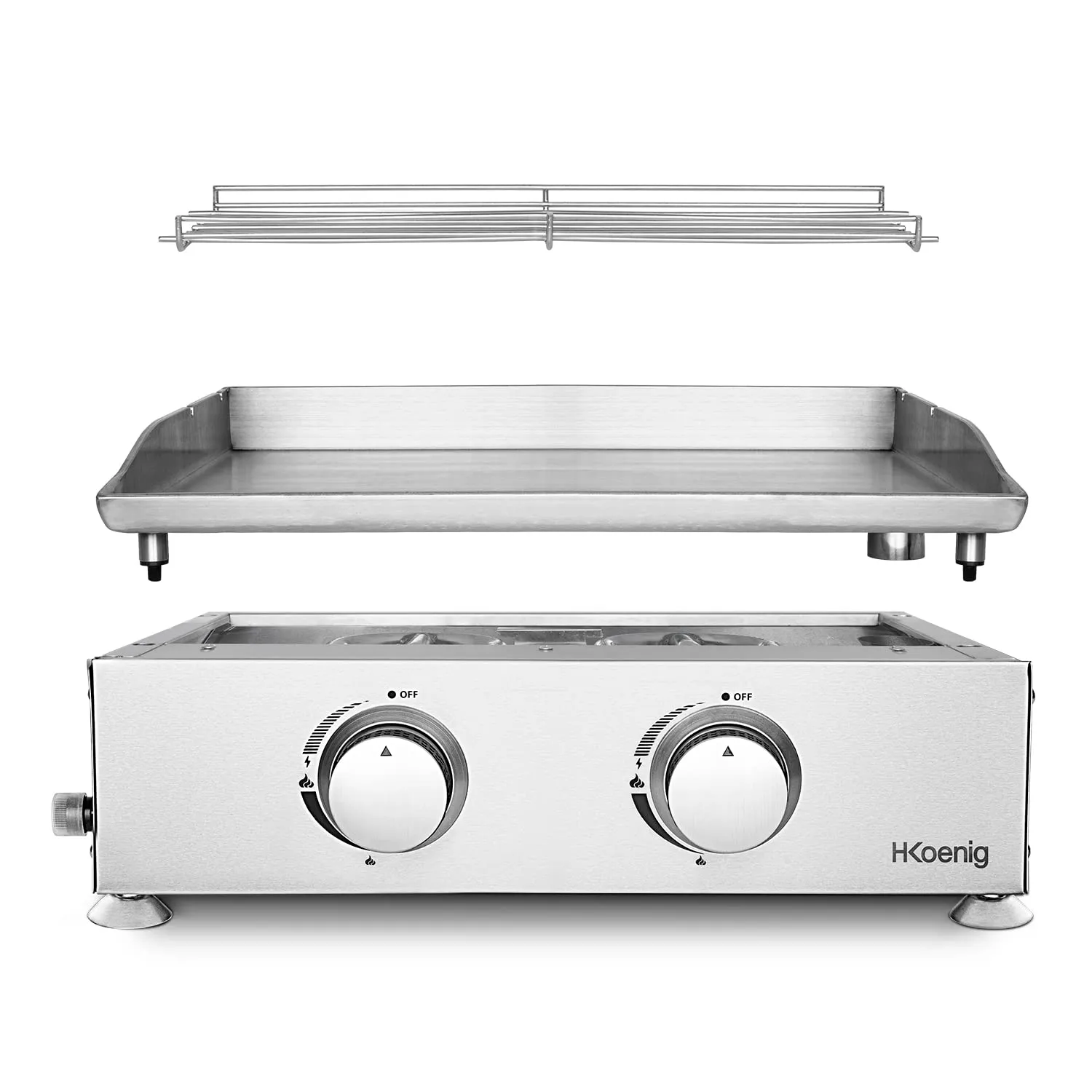 H.Koenig PLX920 plancha gaz inox 2 brûleurs 350°C