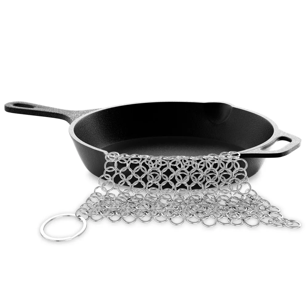 Nutrichef Nettoyeur Fonte Cotte de Mailles Inox Antirouille
