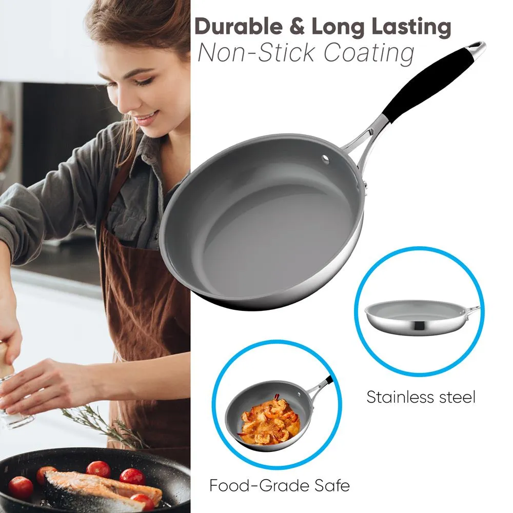 Nutrichef poêle inox 8 pouces revêtement céramique