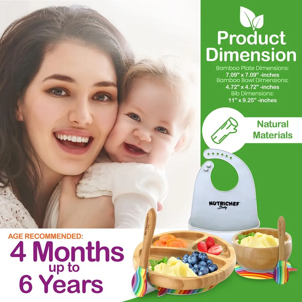 Nutrichef set repas bébé bambou silicone ventouses