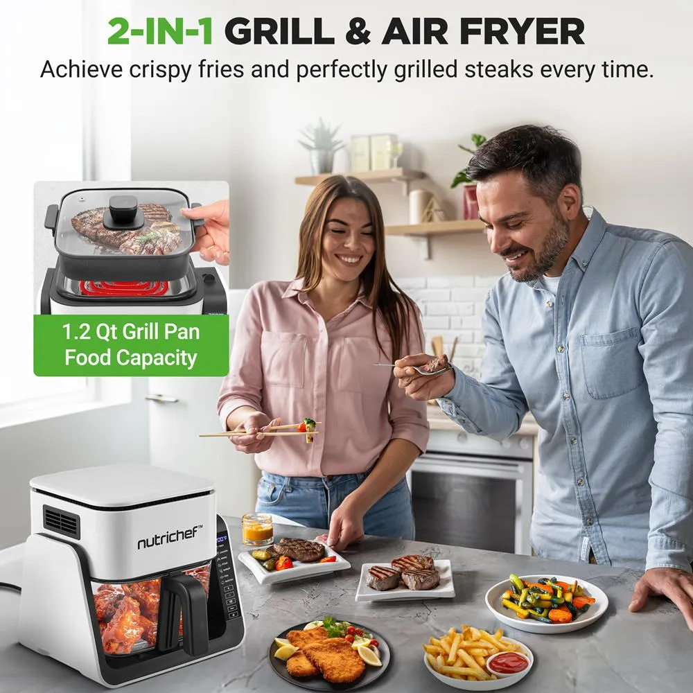 Nutrichef friteuse air fryer grill verre blanc 4 L 1500 W