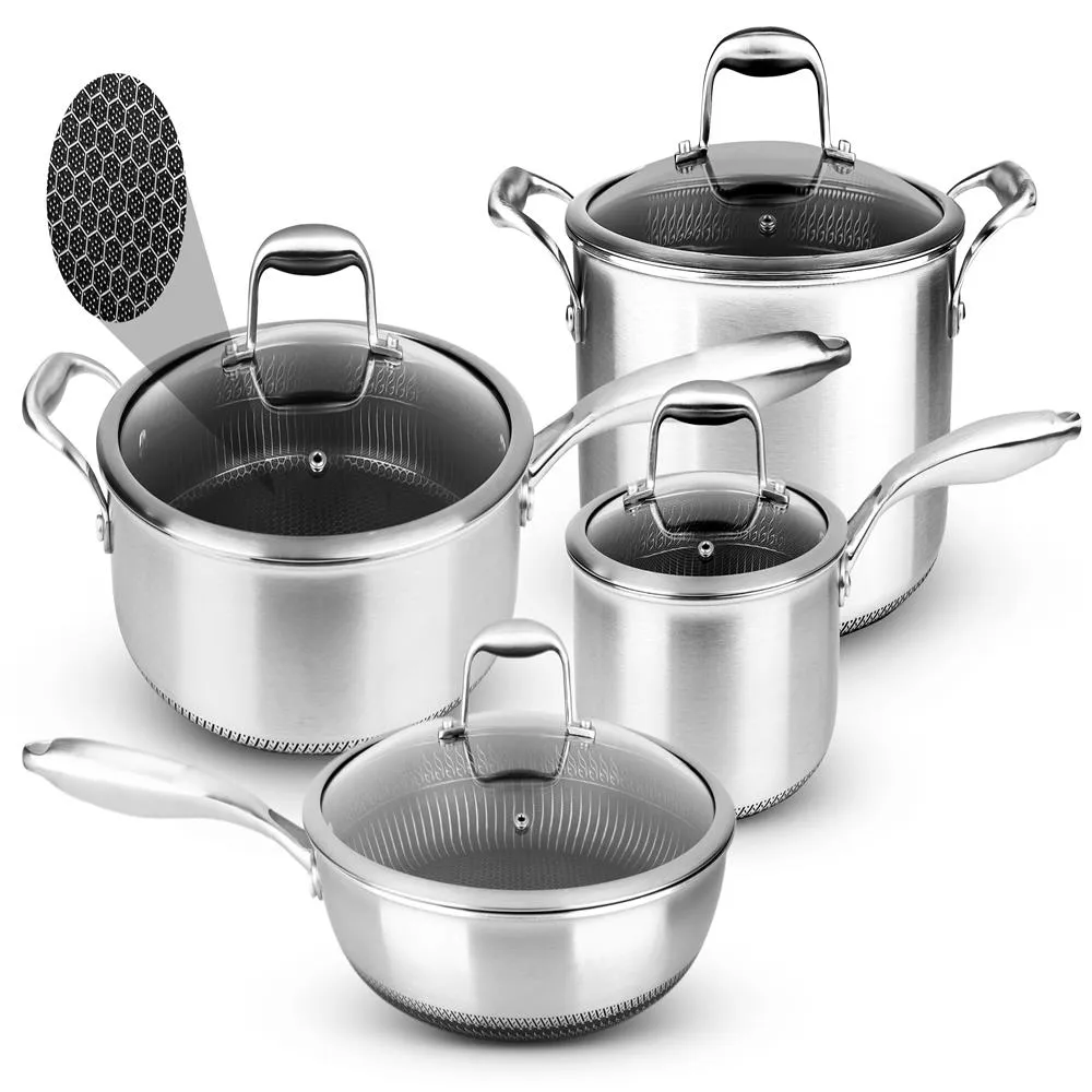 Nutrichef NC3PLY8Z batterie cuisine inox triply 8 pièces