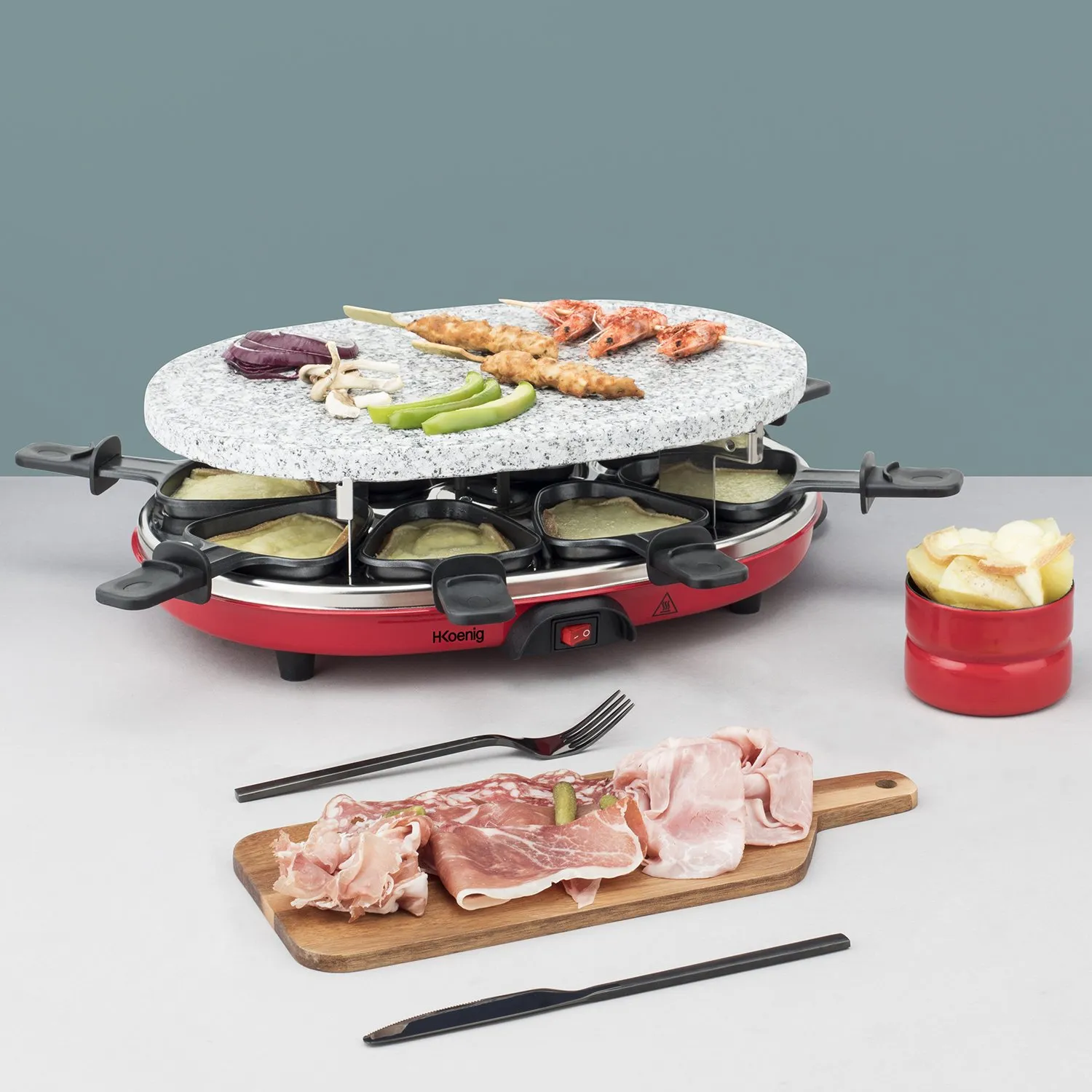 H.Koenig RP412 appareil à raclette 8 personnes pierre
