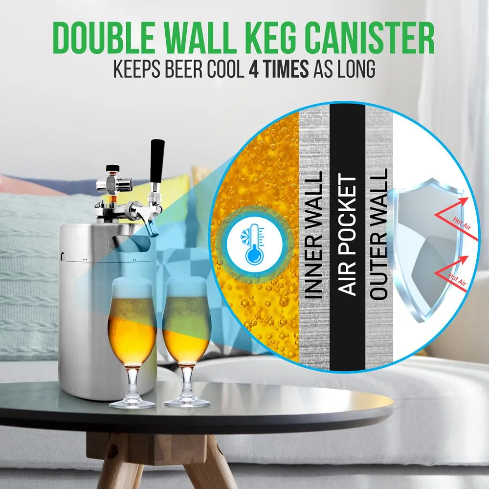 Nutrichef PKBRTP299 mini fût bière 3,8 L inox avec CO2