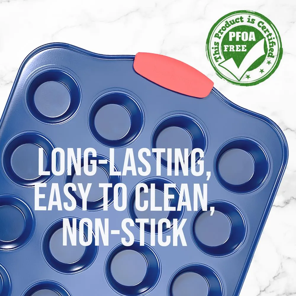 Nutrichef moule muffin 24 alvéoles bleu silicone