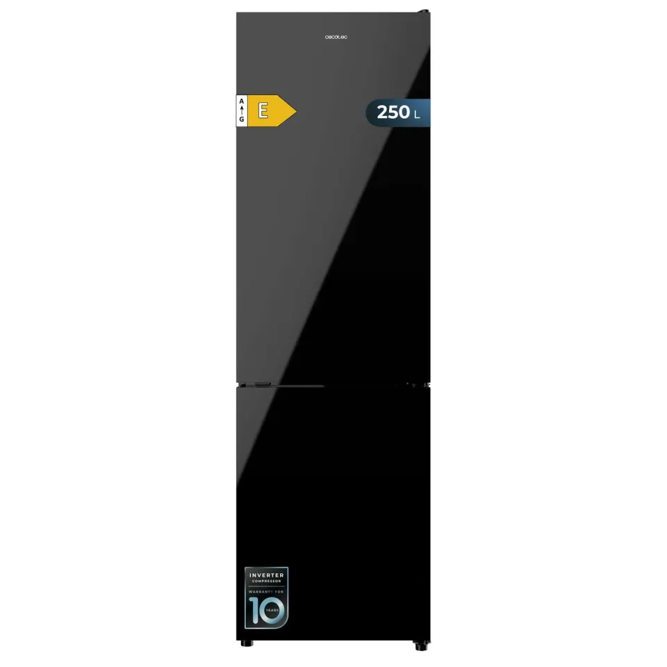 Cecotec Bolero CoolMarket Combi 250 Black Glass E réfrigérateur combiné No Frost