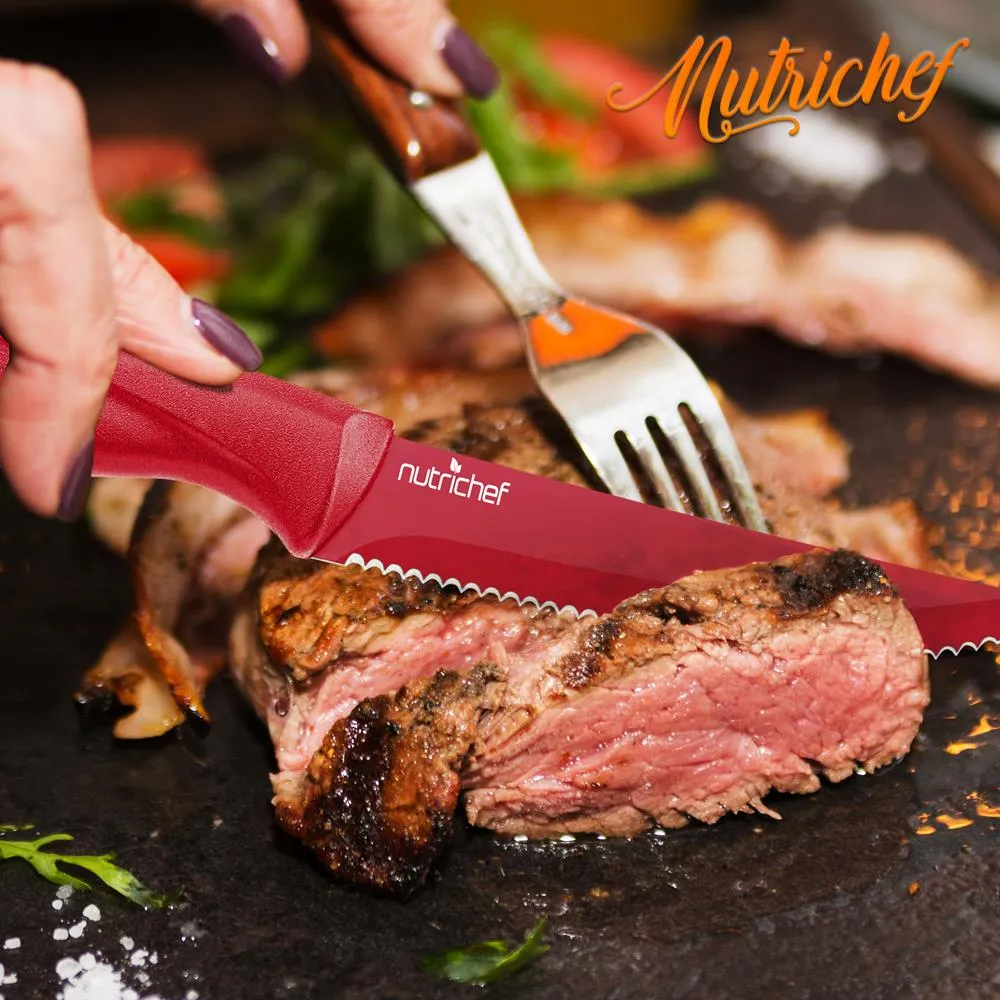 Nutrichef NCSK8RED set 8 couteaux à steak inox manches rouges