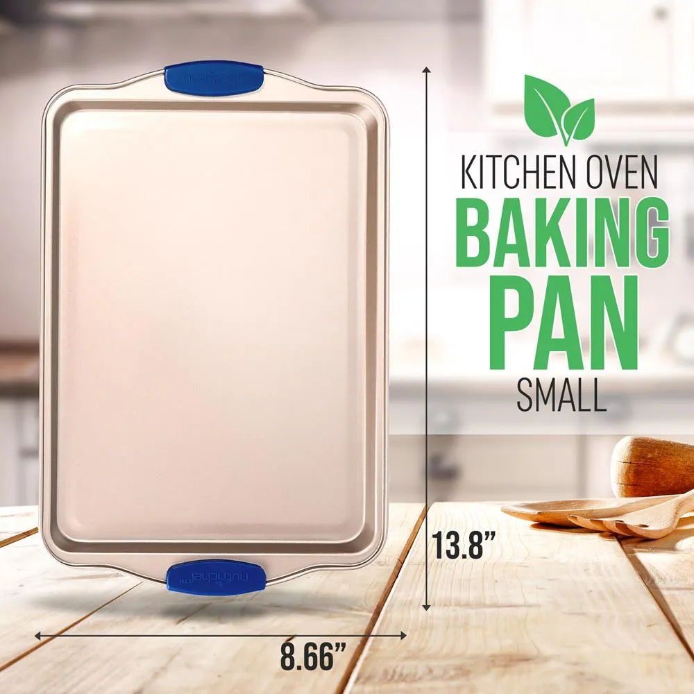 Nutrichef Plaque Cookies Antiadhesive Acier Poignees Bleues Petit