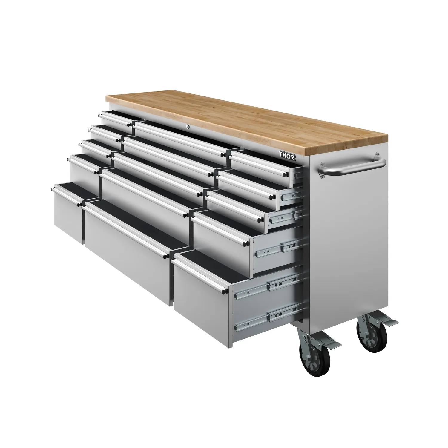 Thor 72 pouces établi mobile inox 15 tiroirs