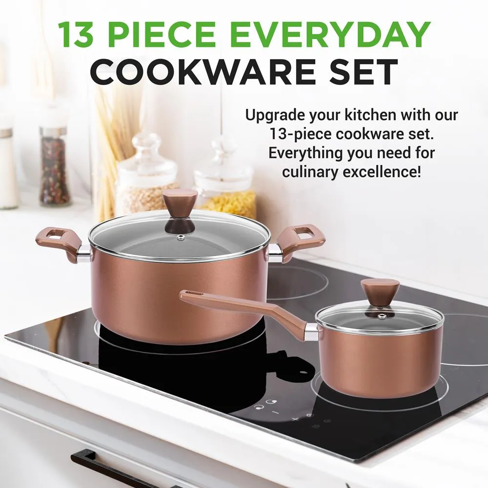 Nutrichef Batterie Cuisine 13 Pièces Marron