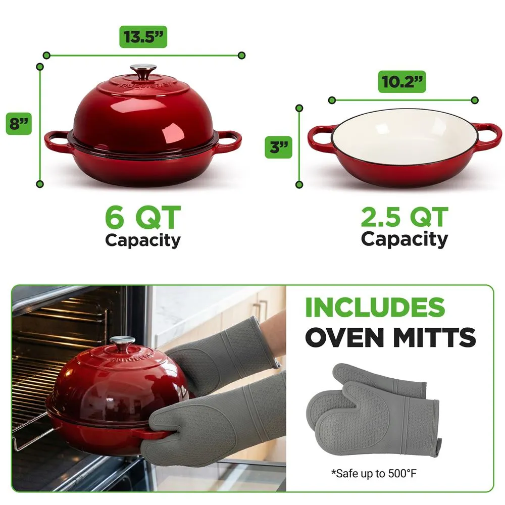 Nutrichef Cocotte pain fonte émaillée 26 cm rouge