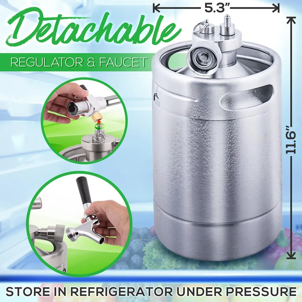 Nutrichef Mini Keg fût à bière 1,9 L inox CO2