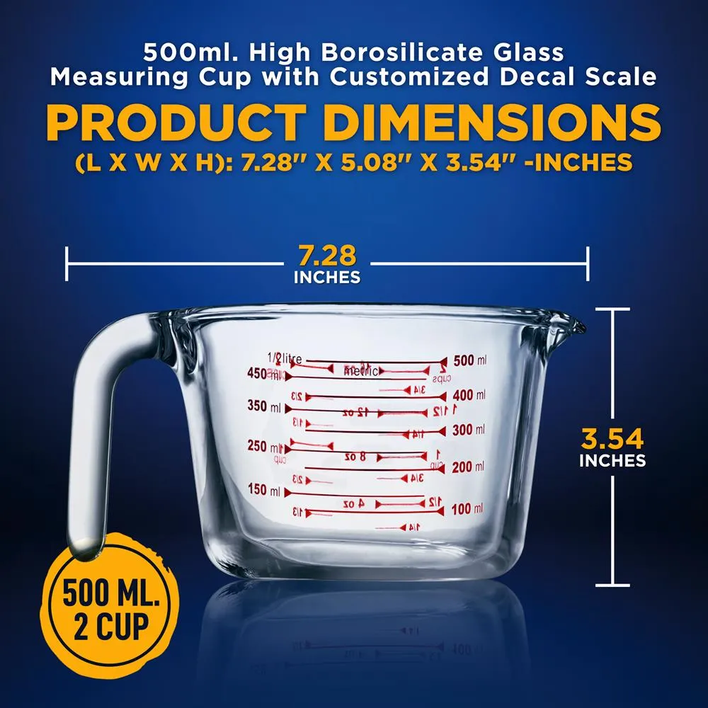 Nutrichef verre doseur borosilicate 500 ml gradué