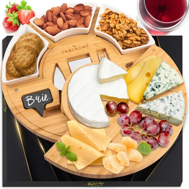 Nutrichef plateau fromage bambou rond 33 cm 10 pièces