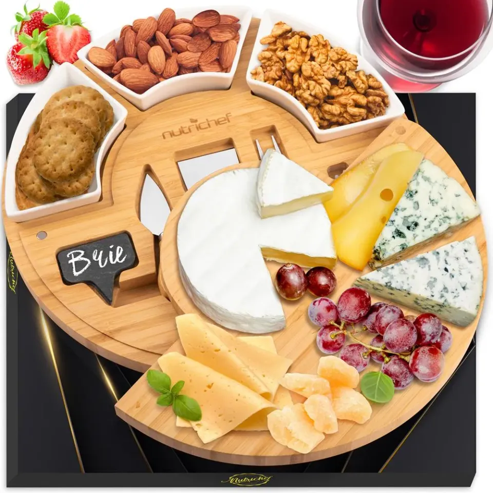 Nutrichef plateau fromage bambou rond 33 cm 10 pièces