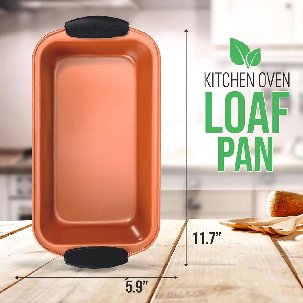 Nutrichef moule à cake cuivre antiadhésif 29,7 cm poignées silicone