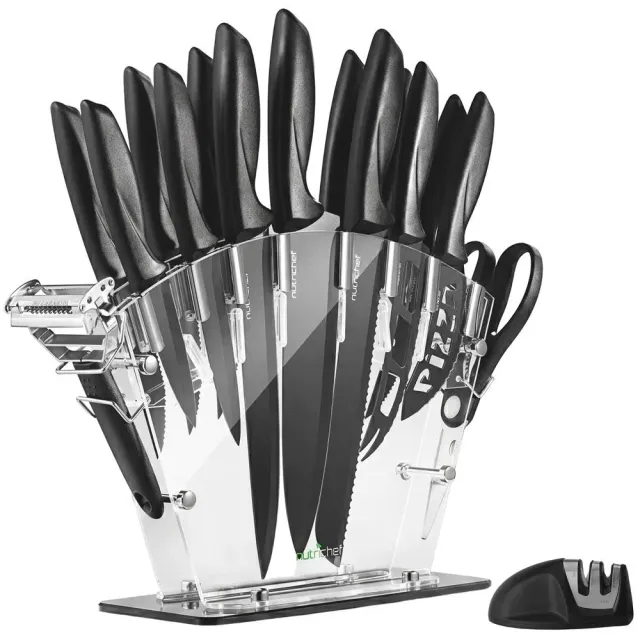 Nutrichef set 17 couteaux inox avec support acrylique