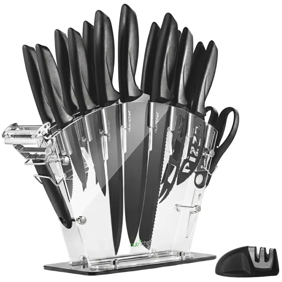 Nutrichef set 17 couteaux inox avec support acrylique