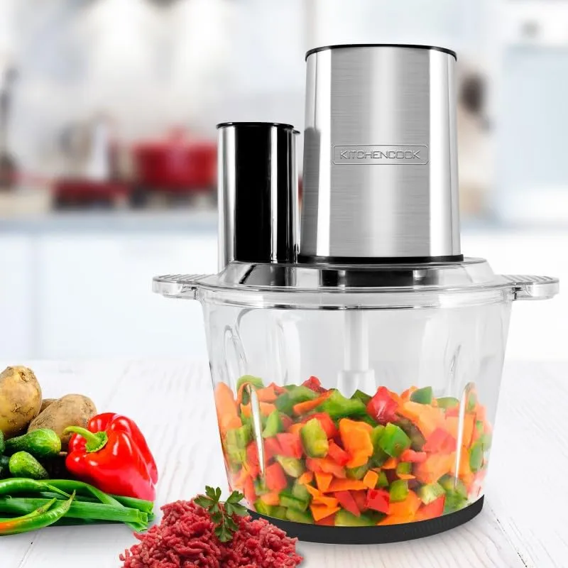 Kitchencook Hachoir Inox Multifonction 5en1 600W hachoir 3 L verre