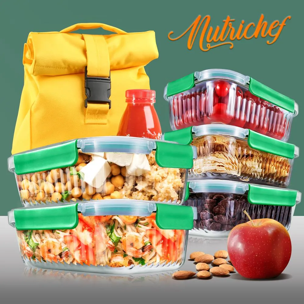Nutrichef Boîtes verre 5x1060ml hermétiques four congélateur