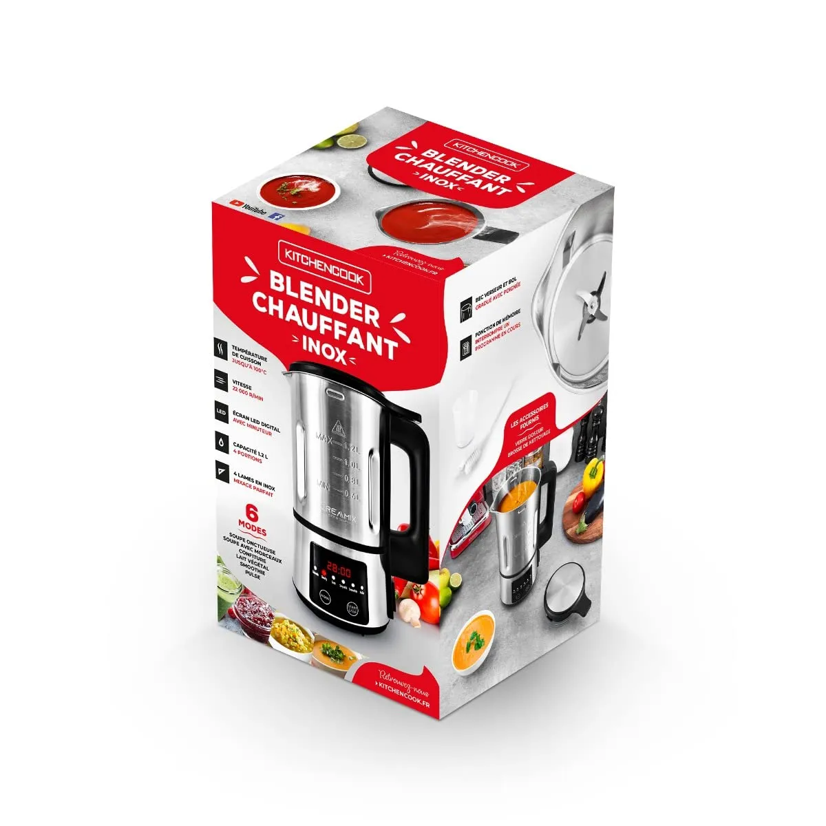 Kitchencook Creamix blender chauffant inox 1,2L