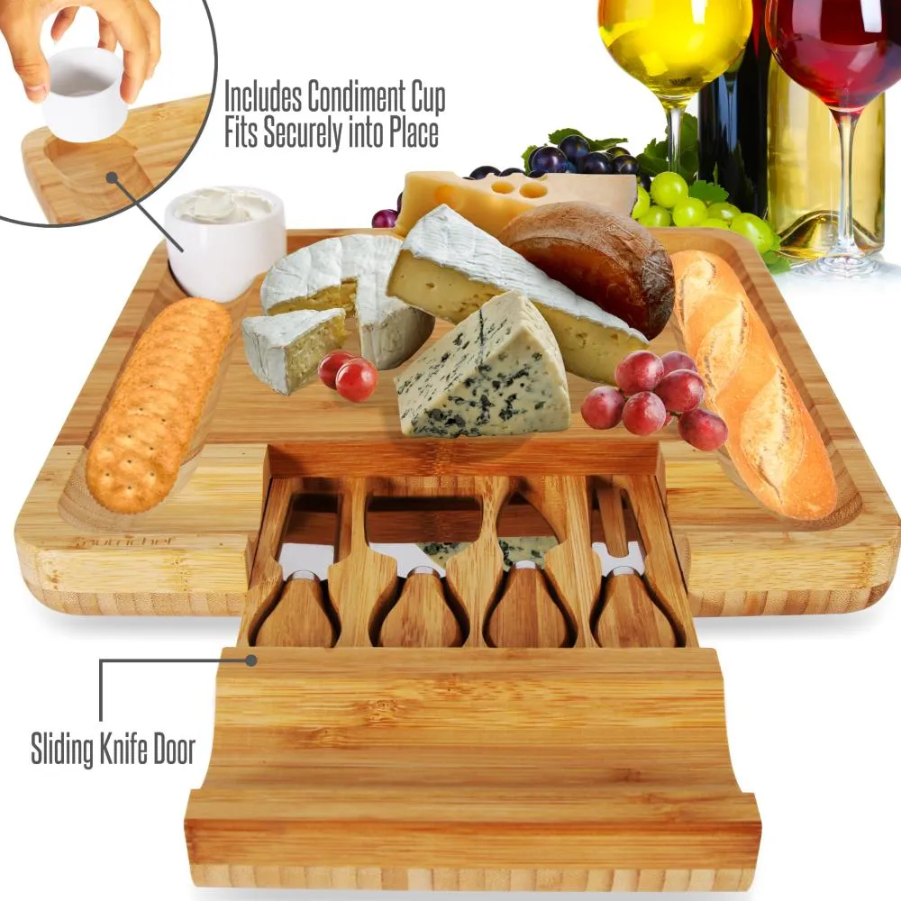 Nutrichef PKCZBD10 planche fromage bambou 4 couteaux