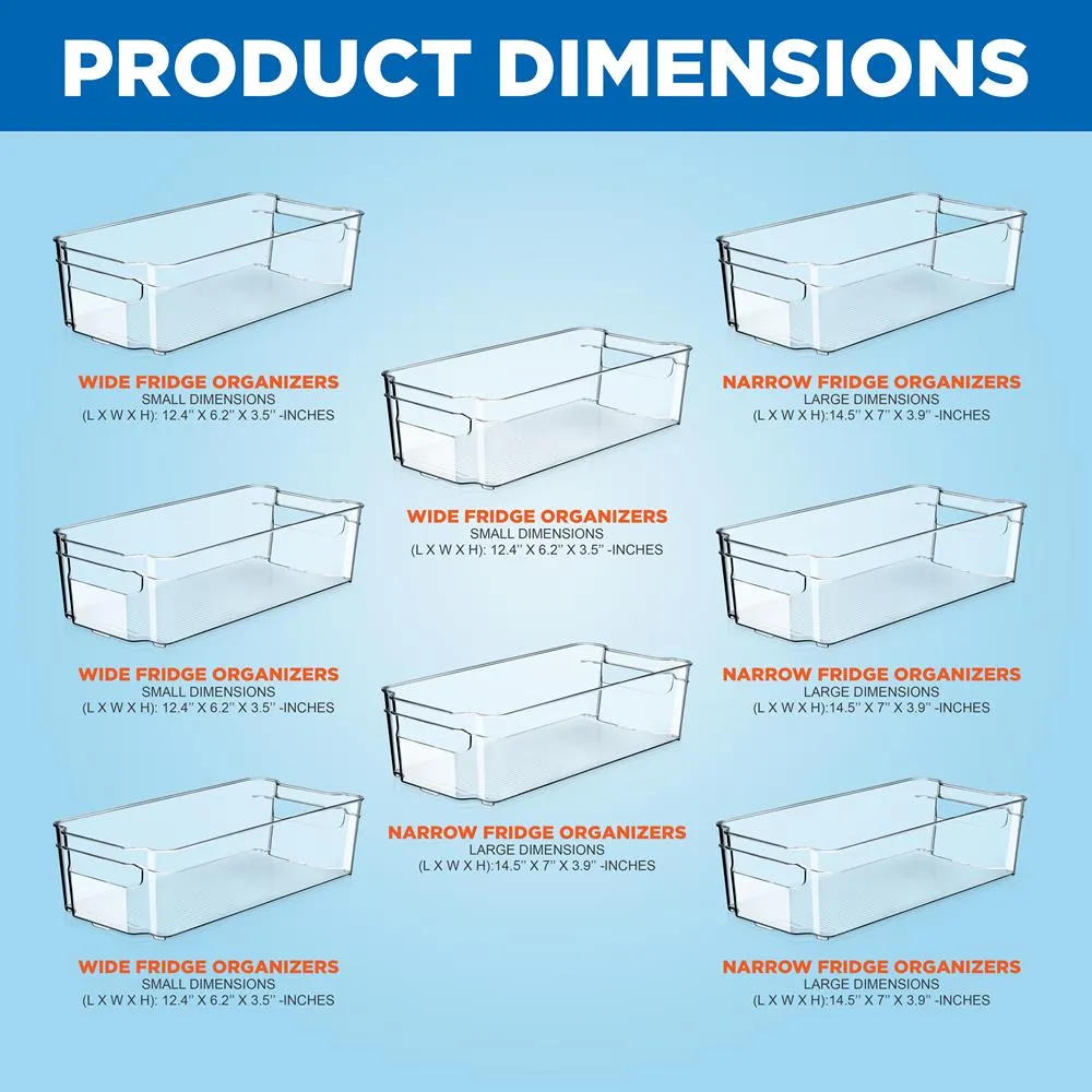 Nutrichef Organisateur Frigo Transparent 8 Pièces Sans BPA