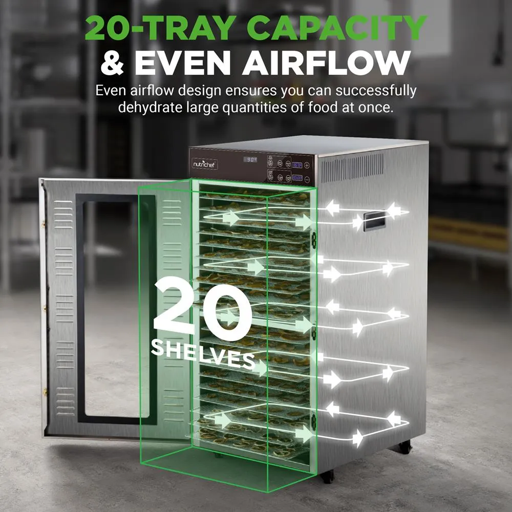 Nutrichef déshydrateur alimentaire inox 20 plateaux 900W