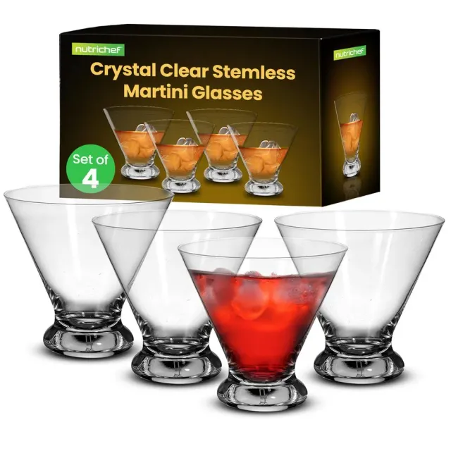Nutrichef lot 4 verres martini cristal sans plomb 250 ml
