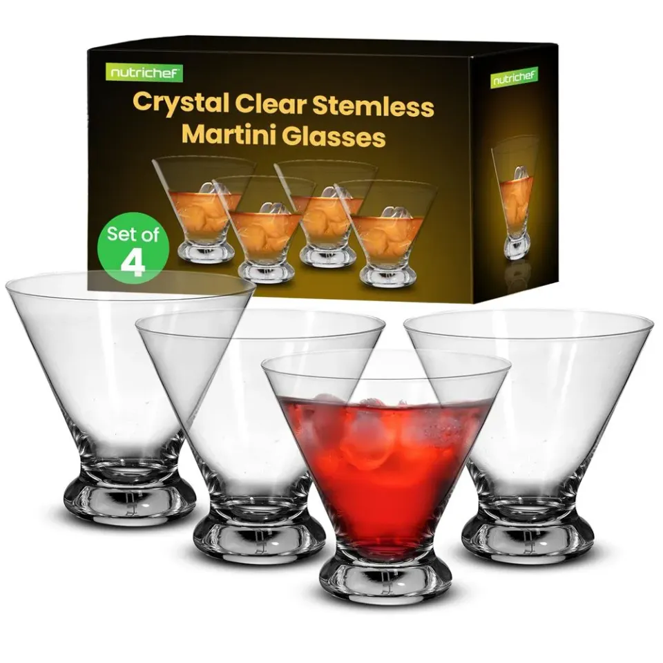 Nutrichef lot 4 verres martini cristal sans plomb 250 ml