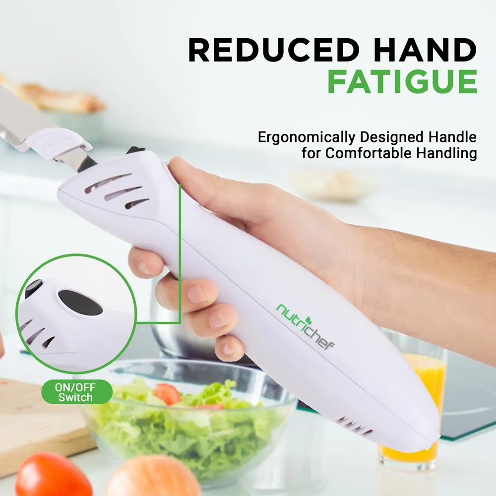 Nutrichef couteau électrique à découper lames inox support bois