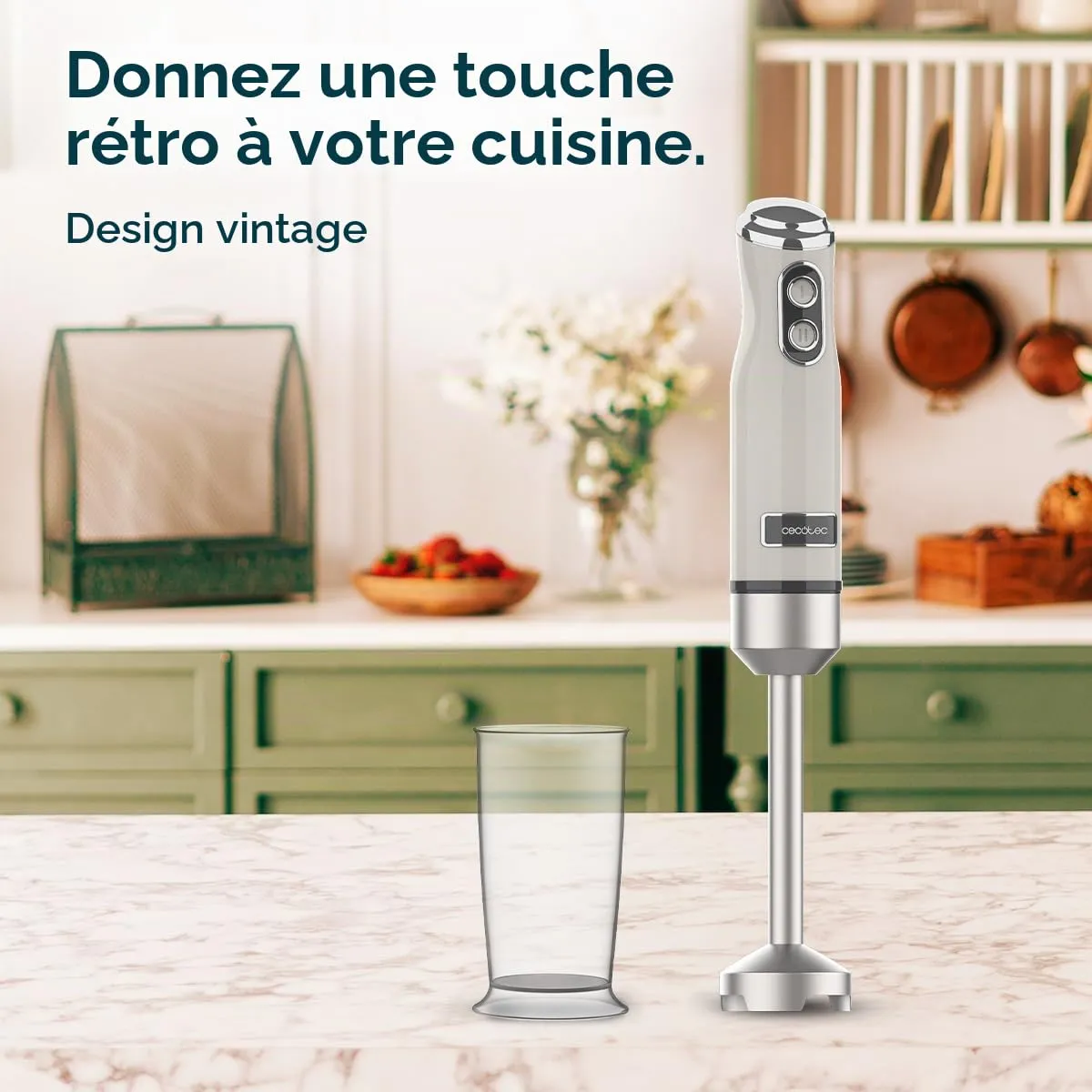Cecotec Power RetroBeige 1200MAX mixeur plongeant beige titane