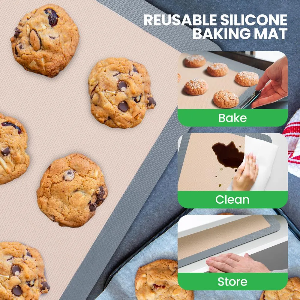 Nutrichef tapis de cuisson silicone gris lot de 2