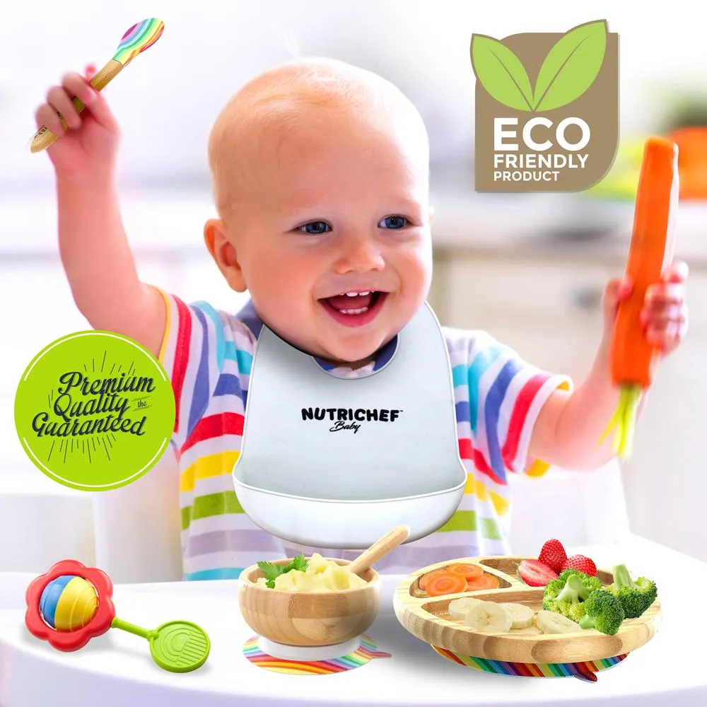 Nutrichef set repas bébé bambou silicone ventouses