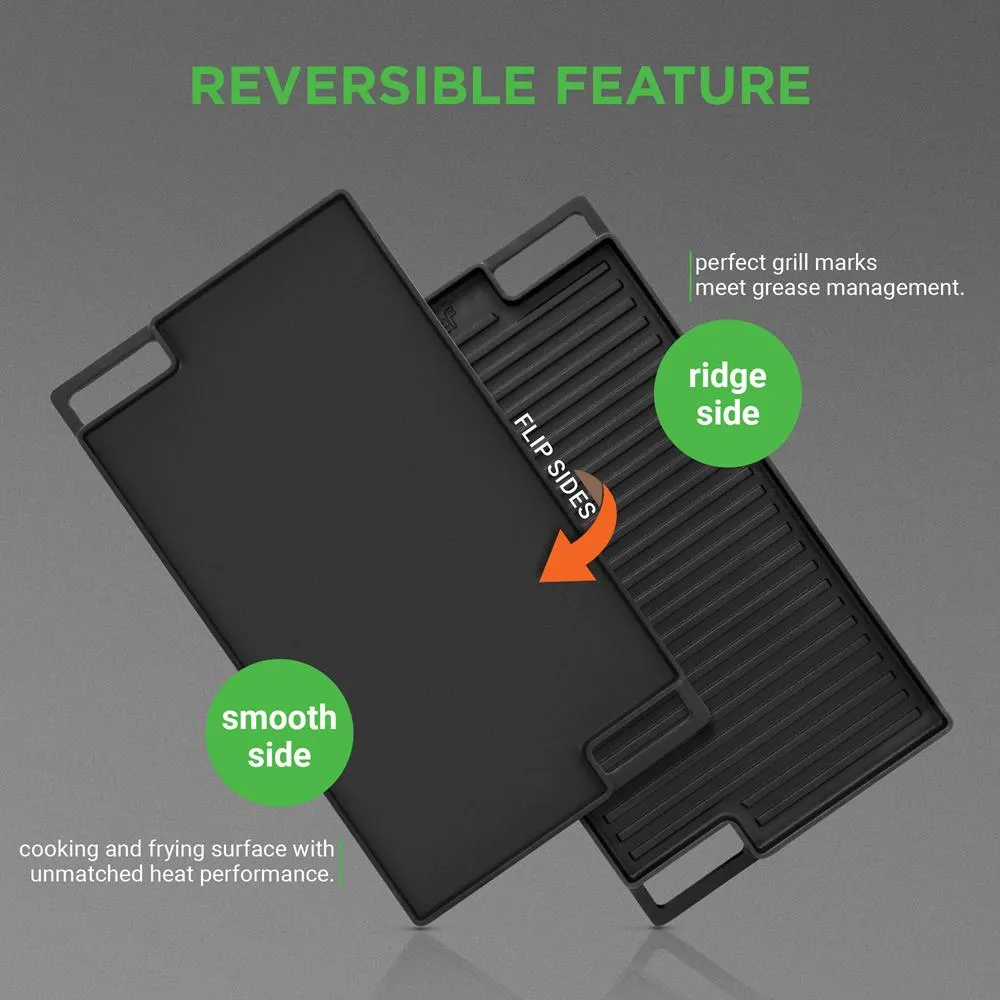 Nutrichef Grill Fonte Réversible Plancha 45 cm Double Face
