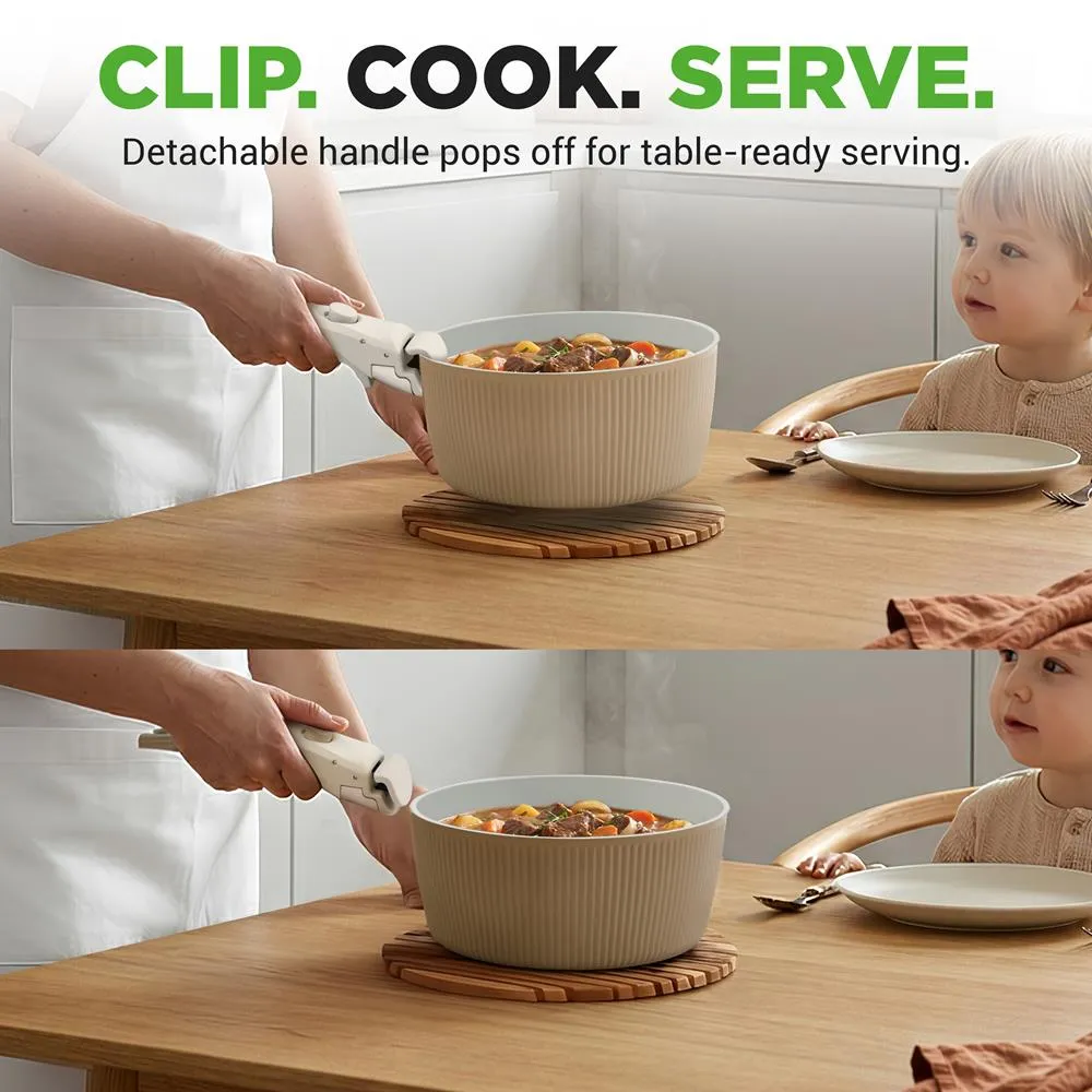 Nutrichef batterie cuisine céramique 18 pièces crème