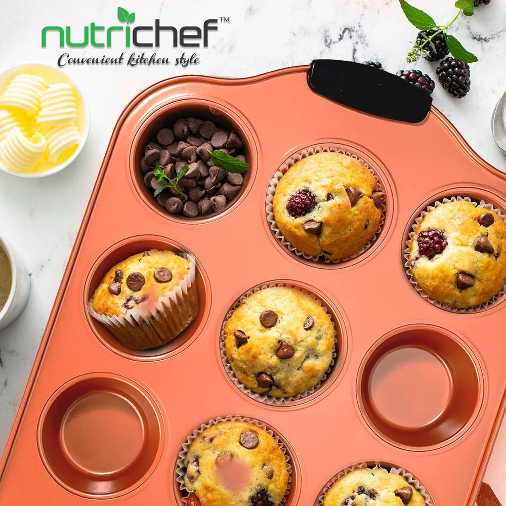 Nutrichef moule 12 muffins cuivre antiadhésif