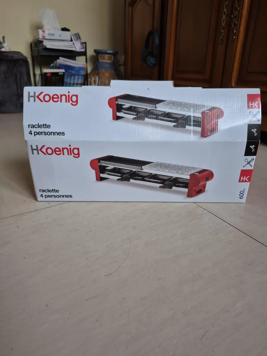 H.Koenig RP4 appareil raclette 4 personnes pierre granit 600W