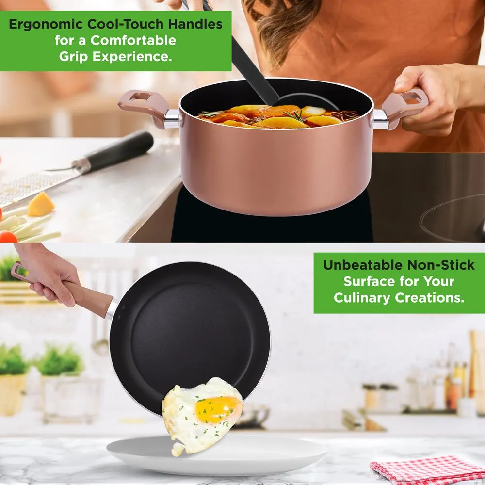 Nutrichef Batterie Cuisine 13 Pièces Marron