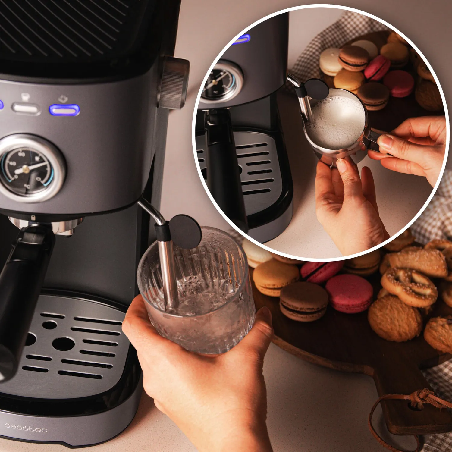 Cecotec Power Espresso 20 Pecan Steel machine expresso acier 20 bars