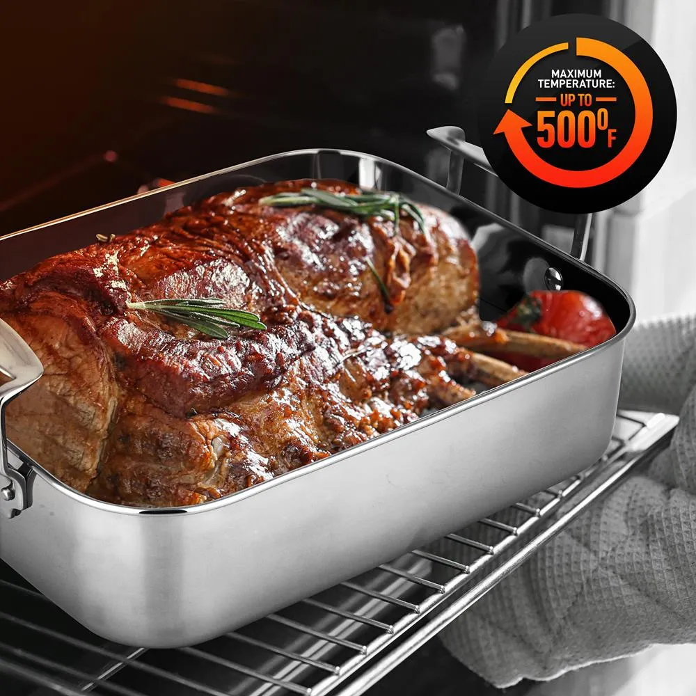 Nutrichef plat à rôtir inox 14 pouces avec grille