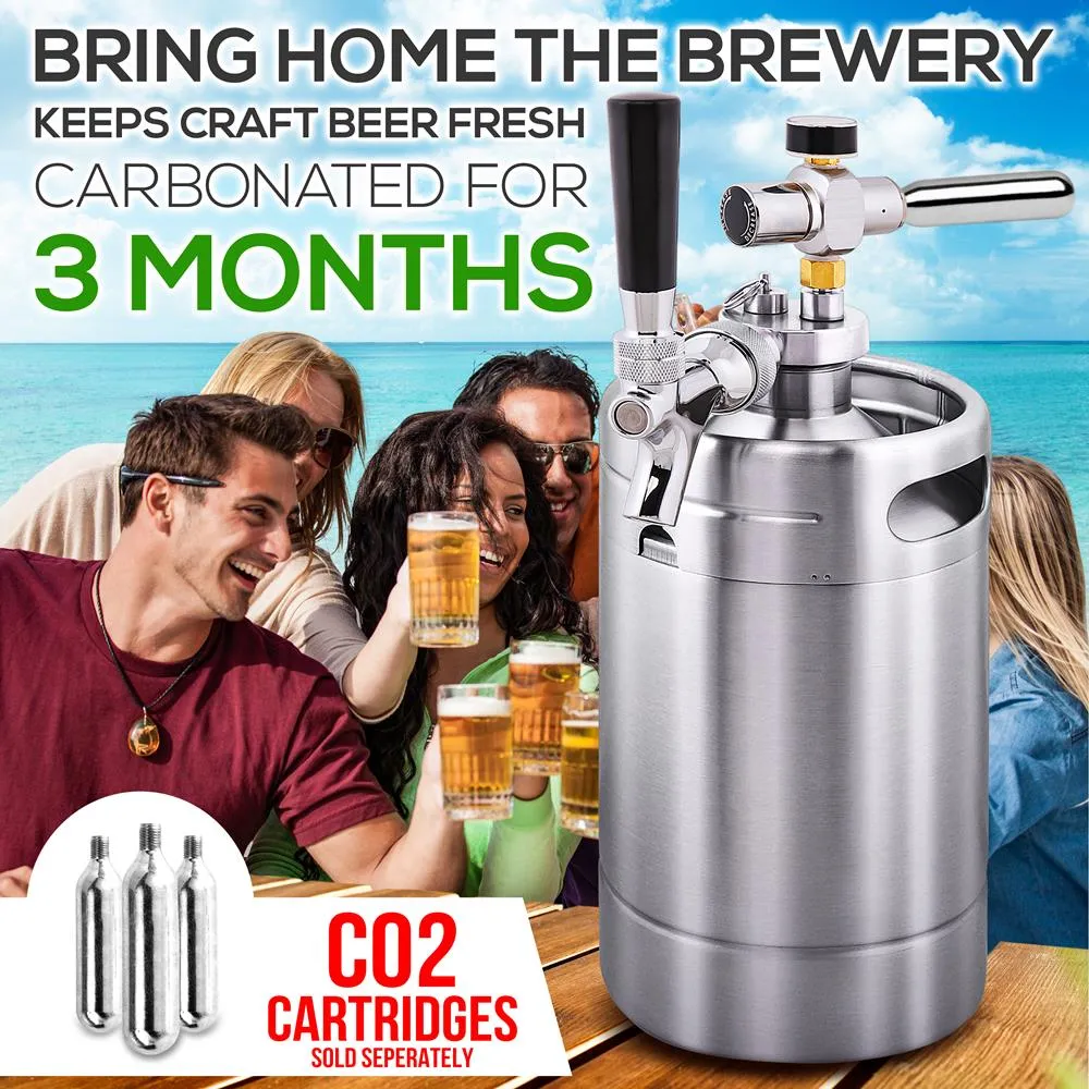 Nutrichef Mini Keg fût à bière 1,9 L inox CO2