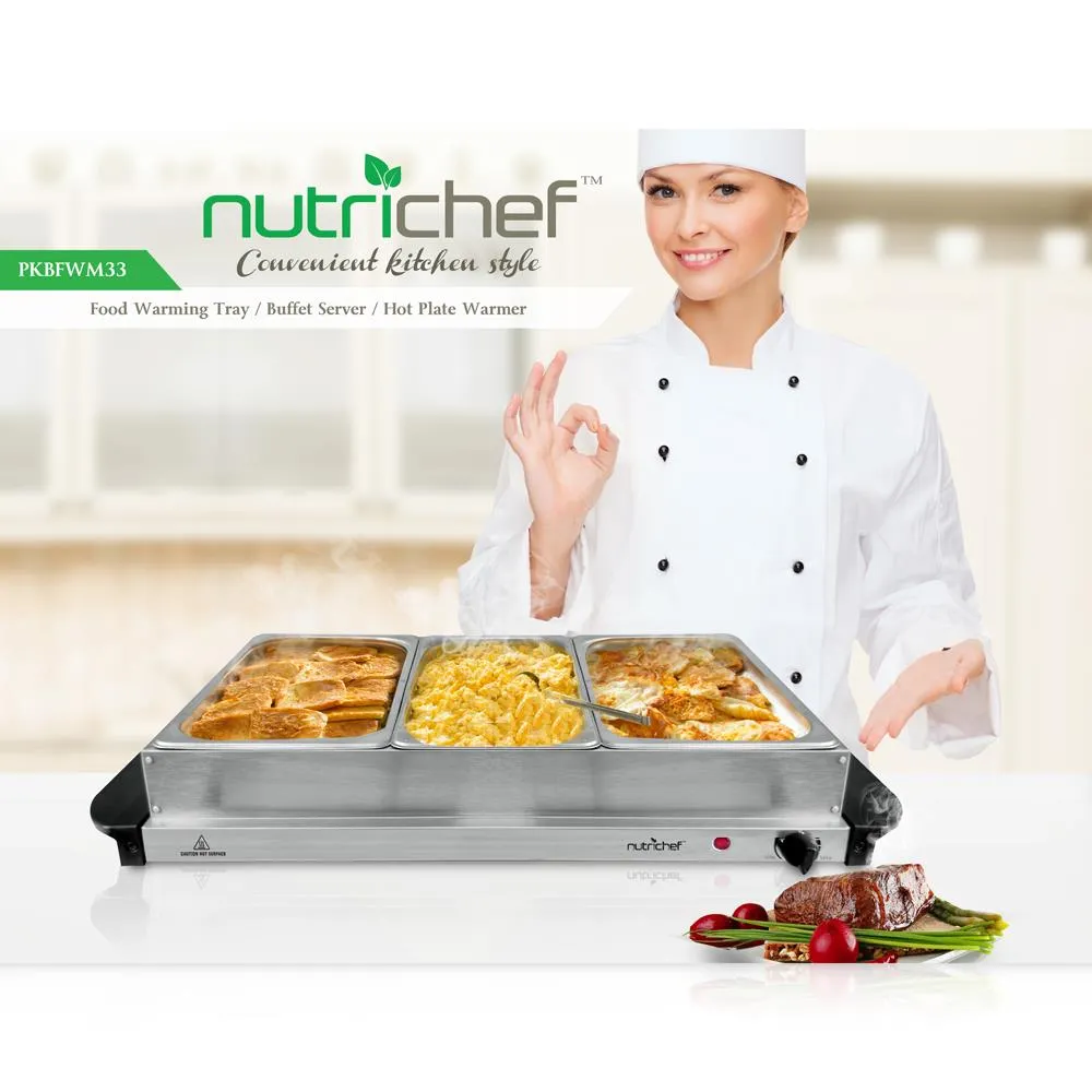 Nutrichef PKBFWM33 chauffe-plat buffet 3 bacs inox 300W